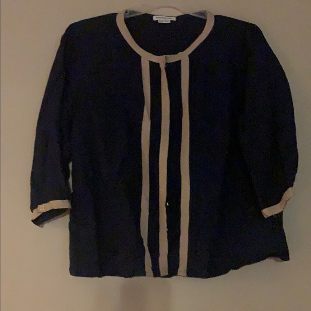 Appraisal Plus Navy Blue 2X Blouse w/Hidden Button